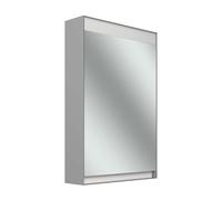 Armario con espejo Schneider FILO HCL, empotrado, regleta de luces superior, 495x147x759mm, bisagra de puerta derecha, 1 caja de enchufe izquierda, 180.051.01.04, Versión: CH estÃ¡ndar/carcasa gris