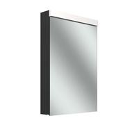 Armario con espejo Schneider LOW plus LED, 1 puerta 50cm, tope intercambiable, 495x120x747mm, enchufe a la derecha, iluminación arriba, 172.052.01.4401, Versión: CH estÃ¡ndar/cuerpo negro mate/3000K