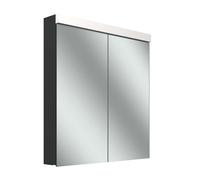 Armario con espejo Schneider LOW plus LED, 2 puertas 35/35cm, 695x120x747mm, iluminación superior, 172.070.02.4401, Versión: EstÃ¡ndar UE/cuerpo negro mate/3000K