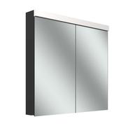 Armario con espejo Schneider LOW plus LED, 2 puertas 40/40cm, 795x120x747mm, iluminación superior, 172.080.01.4401, Versión: CH estÃ¡ndar/cuerpo negro mate/3000K