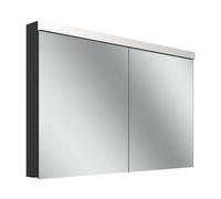 Armario con espejo Schneider LOW plus LED, 2 puertas 60/60cm, 1195x120x747mm, iluminación superior, 172.120.01.44, Versión: CH estÃ¡ndar/negro mate/4000K
