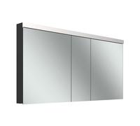 Armario con espejo Schneider LOW plus LED, 3 puertas 60/30/60cm, 1495x120x747mm, iluminación superior, 172.150.01.4401, Versión: CH estÃ¡ndar/cuerpo negro mate/3000K