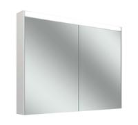 Armario con espejo Schneider OBJECT Line Superior LED, 2 puertas 50/50cm, 995x123x743mm, iluminación superior regulable, 3 enchufes, 205.100.02.02, Versión: Norma UE/blanco corporal/4000K