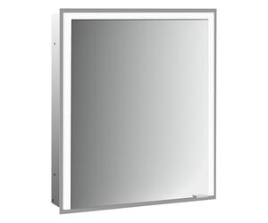 armario con espejos emco prime 3, 600mm, una puerta con apertura a la izquierda, modelo empotrado, 949717300, Color: aluminio/blanco
