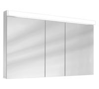Armario con espejos LED Schneider LOW Line, 3 puertas 50/30/50cm, 1295x120x756, iluminación superior, 4000K, 151.330.02.02, Versión: Norma UE/blanco corporal/4000K