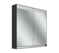 Armario con espejos Schneider FILO H mpotrado, regleta de luz superior, 795x147x759mm, 2 puertas, 2 enchufes, 180.080.01.44, Versión: CH estándar/negro mate