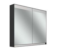 Armario con espejos Schneider FILO H mpotrado, regleta de luz superior, 895x147x759mm, 2 puertas, 2 enchufes, 180.090.02.44, Versión: Normativa de la UE/cuerpo negro mate