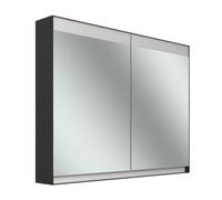 Armario con espejos Schneider FILO H mpotrado, regleta de luz superior, 995x147x759mm, 2 puertas, 2 enchufes, 180.100.02.44, Versión: Normativa de la UE/cuerpo negro mate