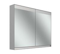 Armario con espejos Schneider FILO H mpotrado, regleta de luz superior, 995x147x759mm, 2 puertas, 2 enchufes, 180.100.02.04, Versión: Normativa de la UE/gris de la carrocerÃa