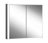 Armario con espejos Schneider GLOW classic HCL, 2 puertas 35/35cm, 725x158x731mm, iluminación perimetral, regulable de forma continua, 182.070.01.41, Versión: CH estándar/cuerpo negro mate, panel tras