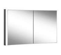 Armario con espejos Schneider GLOW classic HCL, 2 puertas 65/65cm, 1325x158x731mm, iluminación perimetral, regulable sin escalonamiento, 182.130.02.44, Versión: Normativa de la UE/cuerpo negro mate