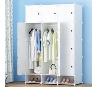 Armario cubo portátil para zapatos, ropa y juguetes, color blanco, con estante de almacenamiento para dormitorio, pasillo y sala de estar, diseño modular versátil, solución de ahorro de espacio
