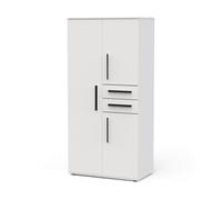 Armario de 3 puertas abatibles y 2 cajones blanco mate h188 cm - naya