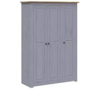 Armario de 3 puertas gris de madera maciza de pino | 118 × 50 × 171,5 cm | Serie Panama | Robusto y duradero para armarios | Perfecto para familias y apartamentos pequeños
