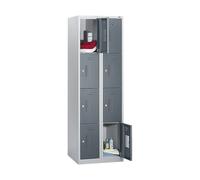 Armario de 4 compartimentos Amsterdam eurokraft basic, 2 secciones