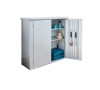 Armario de acero para exterior biohort romeo 132 x 140 x 57 cm y capacidad de 800 l gris plata
