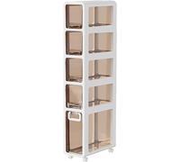 Armario de almacenamiento con 4 cajones, mueble esquinero de alta capacidad estrecho vertical para baño, 4 estantes, muebles multifuncionales