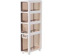 Armario de almacenamiento con 4 cajones, mueble esquinero de alta capacidad estrecho vertical para baño, 4 estantes, muebles multifuncionales