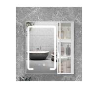 Armario de Almacenamiento con Espejo LED de Pared para baño, con Puerta de Espejo y Estante Ajustable (Blanco, 60 cm/23,6 Pulgadas)