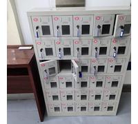 Armario de almacenamiento de acero con cerradura para teléfono móvil con ventana visible, antirrobo, vitrina segura para teléfonos celulares para oficinas y espacios públicos