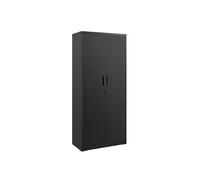 SONGMICS Armario de Garaje de 5 Estantes con 2 Puertas, Armario de Oficina, 40 x 80 x 180 cm, 1 Cerradura, Estantes Ajustables, Gabinete de Metal, Negro Mate OMC015B01