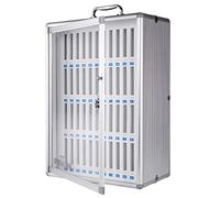 Armario de almacenamiento de aluminio montado en la pared para teléfonos, 48 ranuras con cerradura de seguridad y asa, ideal para aulas y oficinas, diseño de un solo color