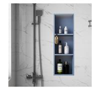 Armario de almacenamiento de azulejos de acero inoxidable empotrable impermeable, compartimento para pañuelos integrado, 30 x 90 cm, para baño, color azul