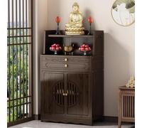 Armario de almacenamiento de bambú con puertas de cuerda de cáñamo, mesa de meditación y oración para Buda, decoración tranquila del hogar, muebles ecológicos para la vida zen