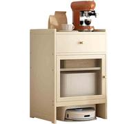 Armario de almacenamiento de bambú para aspiradora robótica, estantes y cajones ajustables, mesa auxiliar multifuncional para sala de estar u oficina