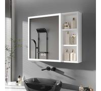 Armario de almacenamiento de baño con espejo con luces LED y desempañador, gabinete de medicina montado en la pared para un espacio de baño organizado y sin óxido