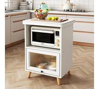 Armario de almacenamiento de cocina con encimera de losa de piedra, aparador buffet con puertas de vidrio a rayas, armario de licor y acento, estación de café y soporte para microondas