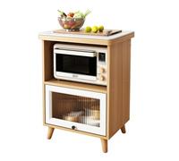 Armario de almacenamiento de cocina con encimera de losa de piedra, aparador buffet con puertas de vidrio a rayas, armario de licor y acento, estación de café y soporte para microondas