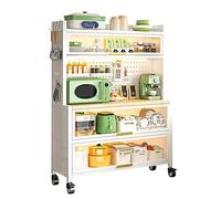 Armario de almacenamiento de cocina que ahorra espacio, organizador para microondas, cafetería, despensa, diseño de puerta abatible para un fácil acceso