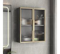 Armario de almacenamiento de madera montado en la pared con puertas de cristal, ahorro de espacio, para baño y cocina, armario de medicina de madera maciza para dormitorio y baño.