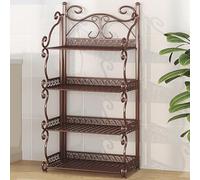 Armario de almacenamiento de metal estrecho, estantería plegable de 3/4/5 niveles, hogar portátil para dormitorio, sala de estar y oficina, no requiere montaje, marrón, 88 cm