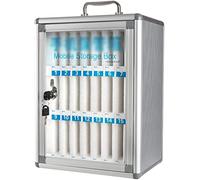 Armario de almacenamiento de teléfono celular de aleación de aluminio montado en la pared, gráfico de bolsillo transparente con cerradura, diseño portátil para oficina y aula, un solo color, 24