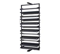 Armario de almacenamiento de zapatos, aparador alto de ratán delgado con organizador de zapatos de metal giratorio de 360°, estante vertical apilable para pasillo y armario