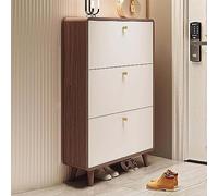 Armario de almacenamiento de zapatos de 3 niveles con cubo abatible abatible, diseño moderno para entrada, pasillo, sala de estar, zapatero de madera ultrafino para apartamento