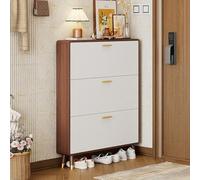 Armario de almacenamiento de zapatos de granja con 3 cajones abatibles, organizador de entrada estrecho, zapatero blanco para puerta delantera, vestíbulo, pasillo, 100 x 24 cm