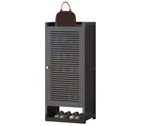 Armario de almacenamiento de zapatos de madera independiente con puertas con rejillas y estantes ajustables, elegante organizador para entrada, pasillo o vestíbulo, maximiza el espacio y mantiene los