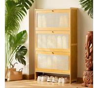 Armario de almacenamiento de zapatos para 12 pares de entrada estrecha con 2/3/4/6 cajones y estantes ajustables, zapatero moderno en acabado natural (3 cajones de 50 cm)