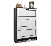 Armario de almacenamiento delgado para zapatos con puertas abatibles y estantes ajustables, organizador que ahorra espacio para dormitorio o sala de estar