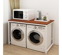 Armario de almacenamiento doble para lavadora y secadora, estante de baño e inodoro, 128 x 60 x 99 cm, soporta 150 kg, diseño (color: marrón)