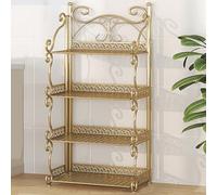 Armario de almacenamiento estrecho de metal, estante plegable de 3, 4, 5 niveles, para el hogar, oficina, dormitorio, sala de estar, no requiere montaje, diseño portátil (dorado, 88 cm)