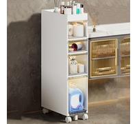 Armario de almacenamiento estrecho para baño con cajones de plástico y torre delgada de papel higiénico, solución de almacenamiento vertical de 4 niveles para espacios pequeños (no incluye armario de
