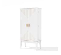 Armario de almacenamiento independiente de cocina, 2 puertas, protección plegable, estantes para puertas, tiradores de metal, alto espacio de almacenamiento, 5 compartimentos interiores, aparador que