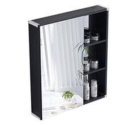 Armario de almacenamiento montado en la pared con espejo y estante para organizar el baño y ahorrar espacio