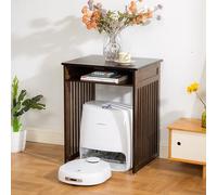 Armario de almacenamiento móvil para robot al vacío, mesa auxiliar rústica con ruedas, solución que ahorra espacio para sala de estar y oficina en casa
