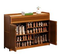 Armario de almacenamiento multifuncional de bambú para zapatos, organizador de 40 pares para dormitorio, armario, entrada, zapatero independiente con puertas