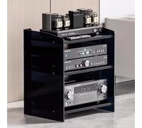 Armario de almacenamiento multimedia con estantes ajustables, moderno estante de audio AV para componentes de video y reproductor de discos, estante de almacenamiento de entretenimiento